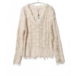 NEW SOH women's deconstructed pointelle pullover in pristine